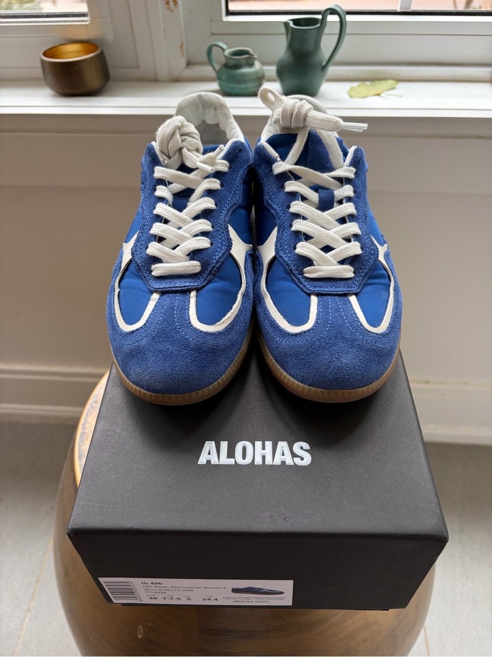 ALOHAS Men’s Royal Blue Suede Sneakers with White Accents
